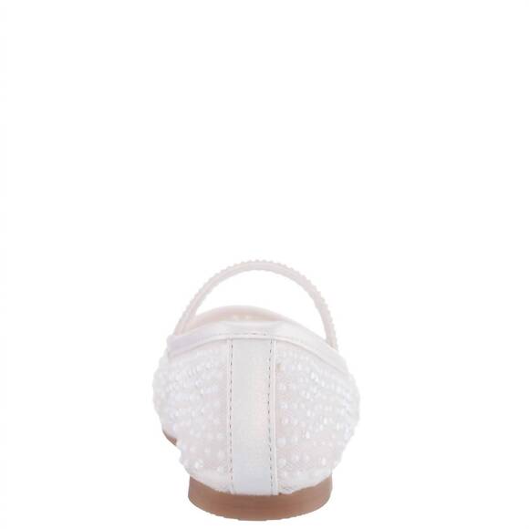 NEW NINA girls' pearl mesh ballet flat shoe in white - Picture 4 of 5